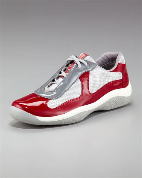 authentic red prada mens sneakers|red round pradas.